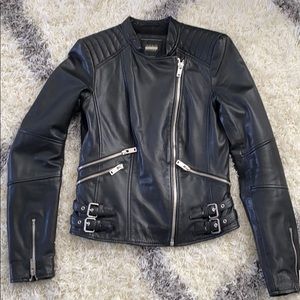 Zara Real Genuine LEATHER moto biker jacket S